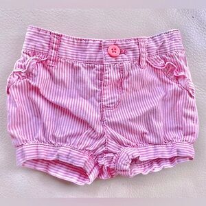$3 💥Candy Stripe Pink Bubble Shorts! Ruffle Trim, Pink & White Stripes, Cuff